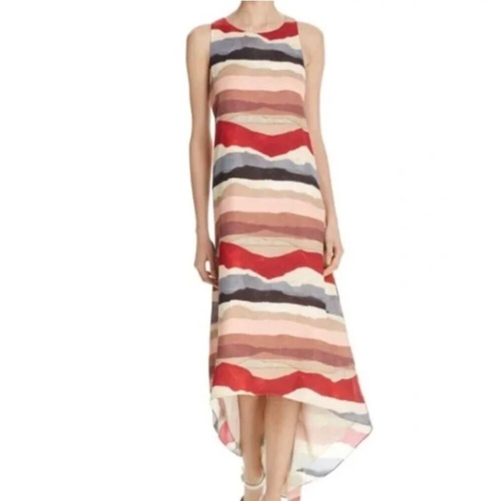 Alice +‎ Olivia Womens XS Jeanine High Low Maxi Dress Boho Neutral Earth Tones